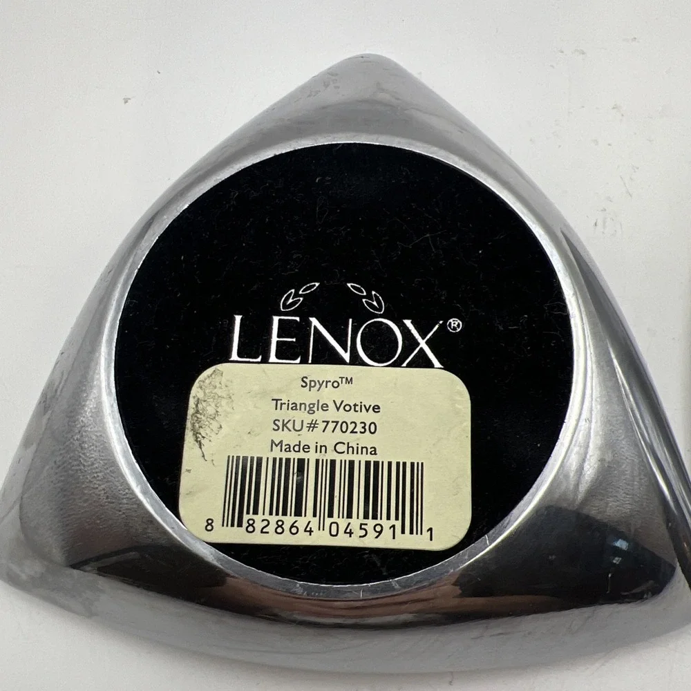 Lenox Candle Holders Votive Tealight Silver Triangle Decor 5.4